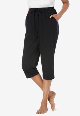 Plus Size Women's Knit Sleep Capri by Dreams & Co. in Black (Size 2X) Pajamas