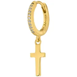 LEAF - SINGLE CREOLE CROSS/ZIRKONIA - gold