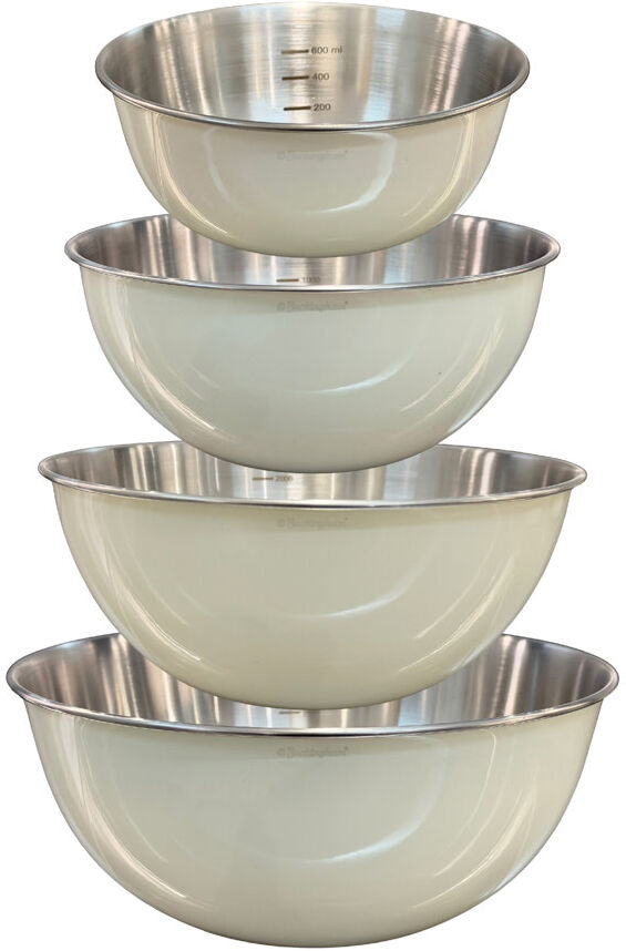Buckingham Stainless Steel Set Of 4 Color Coated Mixing Bowls Cream 27.5cm W