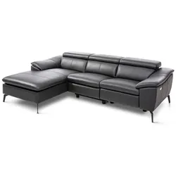 Ecksofa Nico Leder Schwarz