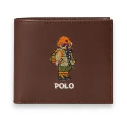 Polo Ralph Lauren für Herren. 405P16238002 Brieftasche aus Leder mit braunem Polo Bear (OSFA), Lässig, Klassisch