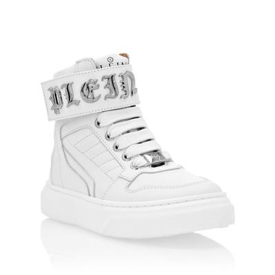 Sneaker PHILIPP PLEIN "Gothic Plein", Jungen, Gr. 27, Normalschaft, weiß (01, weiß), Schuhe Sneaker