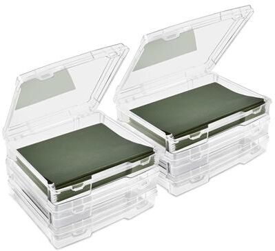 "Sorbus Set of 6 Wide Hanging File Organizer Bin, Interior 10""x12"" Clear Plastic Stackable for Document Storage"