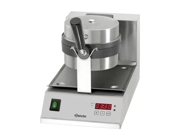 Bartscher Waffeleisen Deluxe 1BW170D – rund, Ø 170 mm – 180° drehbar – Edelstahl – thermostatische Temperaturregelung – für Gastronomie