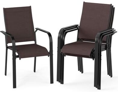Costway Patio Dining Chairs Set of 2/4/6 Stackable Outdoor Armchairs-Set of 4