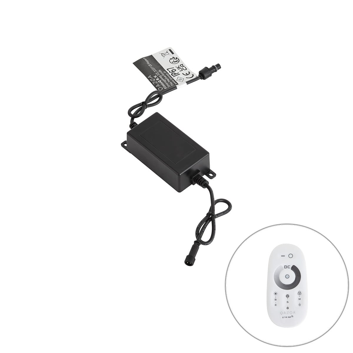 Qazqa Smart module met afstandsbediening en ontvanger zwart 12V IP67