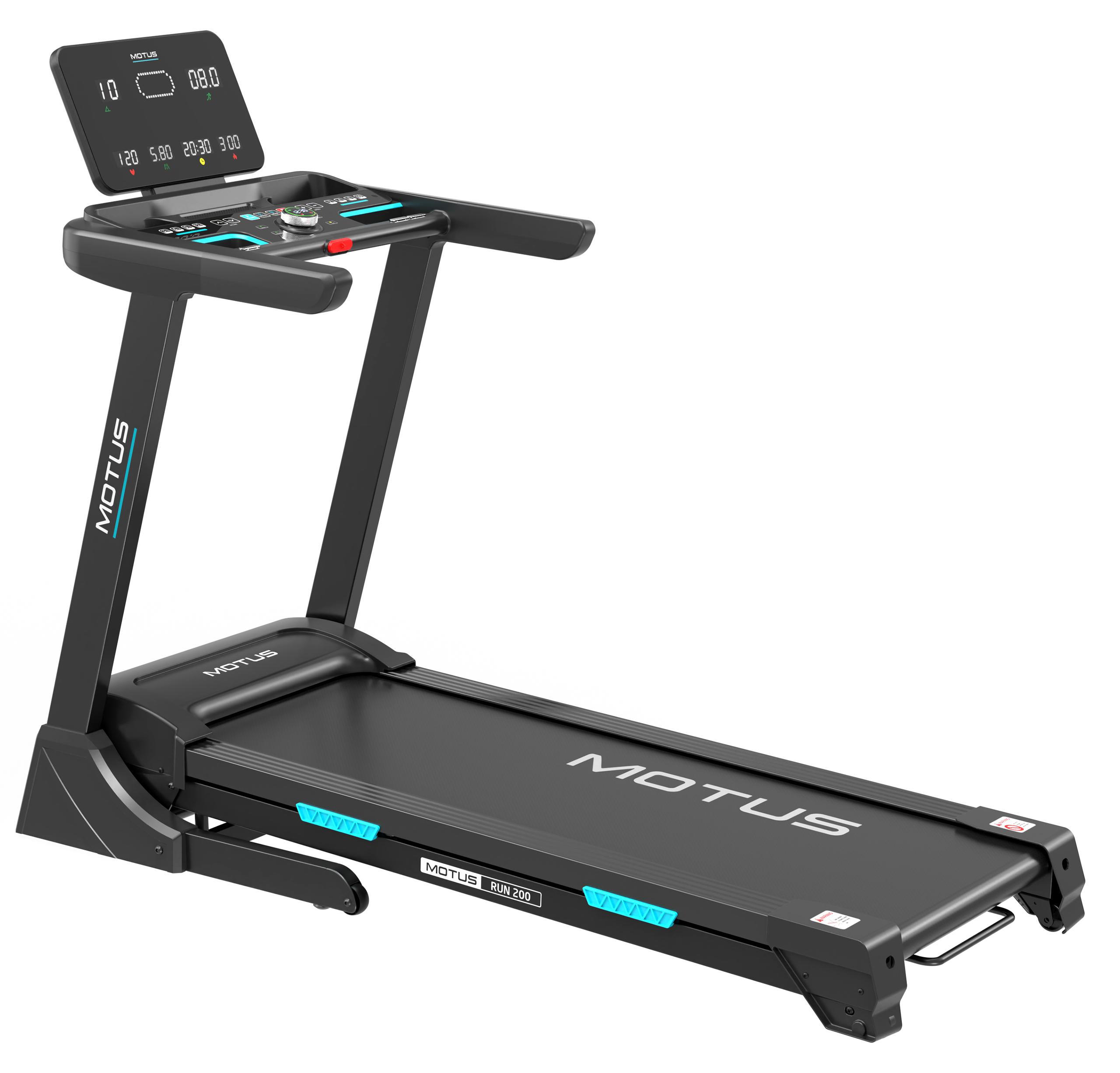 MOTUS RUN 200 Elektrisches Laufband 16 km/h, Bluetooth 15% Steigung bis 140 kg