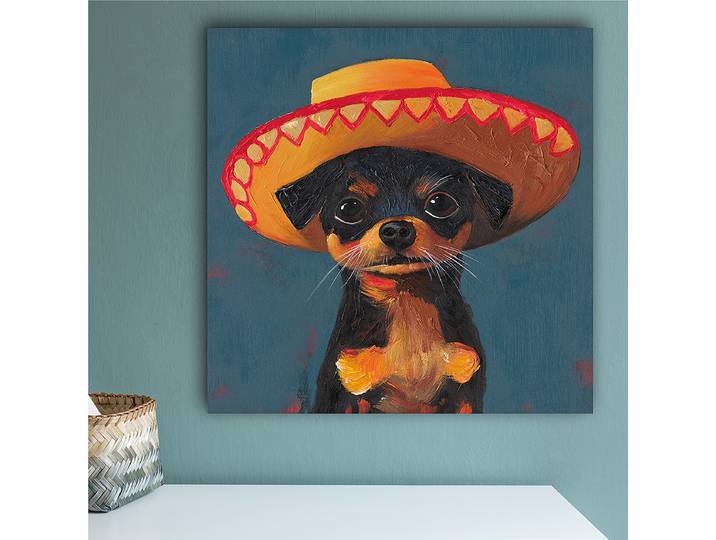 Toile décorative Chien Mexicain Tissu mélangé Multicolore 40 x 40 x 3cm
