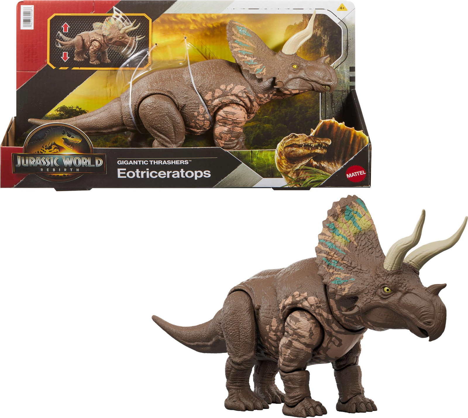 Mattel Jurassic World Rebirth Gigantische Verwoesters Eotriceratops Dinosaurusfiguur