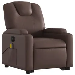 vidaXL Massagesessel mit Aufstehhilfe Elektrisch Braun Kunstleder
