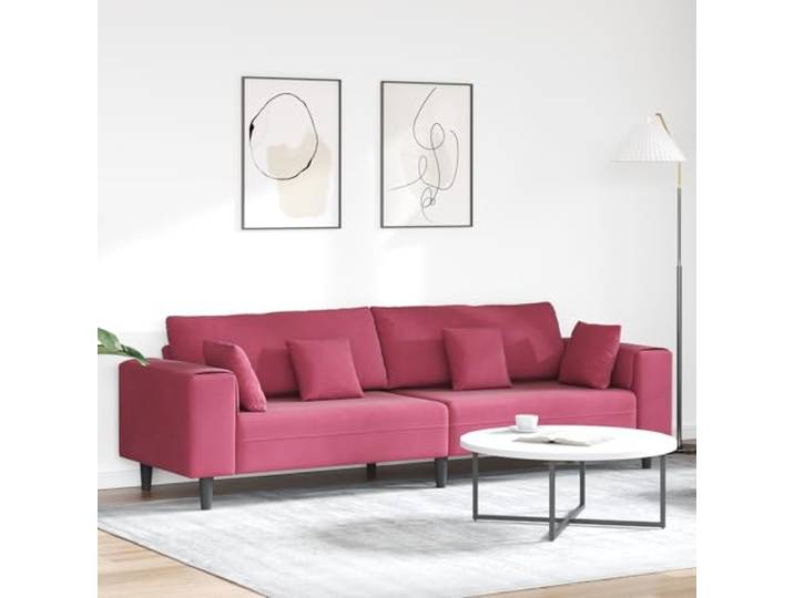 HEFZGDB Weinrotes Samtsofa 208 cm mit Kissen Modernes Wohnzimmer Sofa Elegantes Design Hochwertiger Samtbezug Federkern Komfort Stabile Holzwerkstoff Konstruktion Schlankes Layout