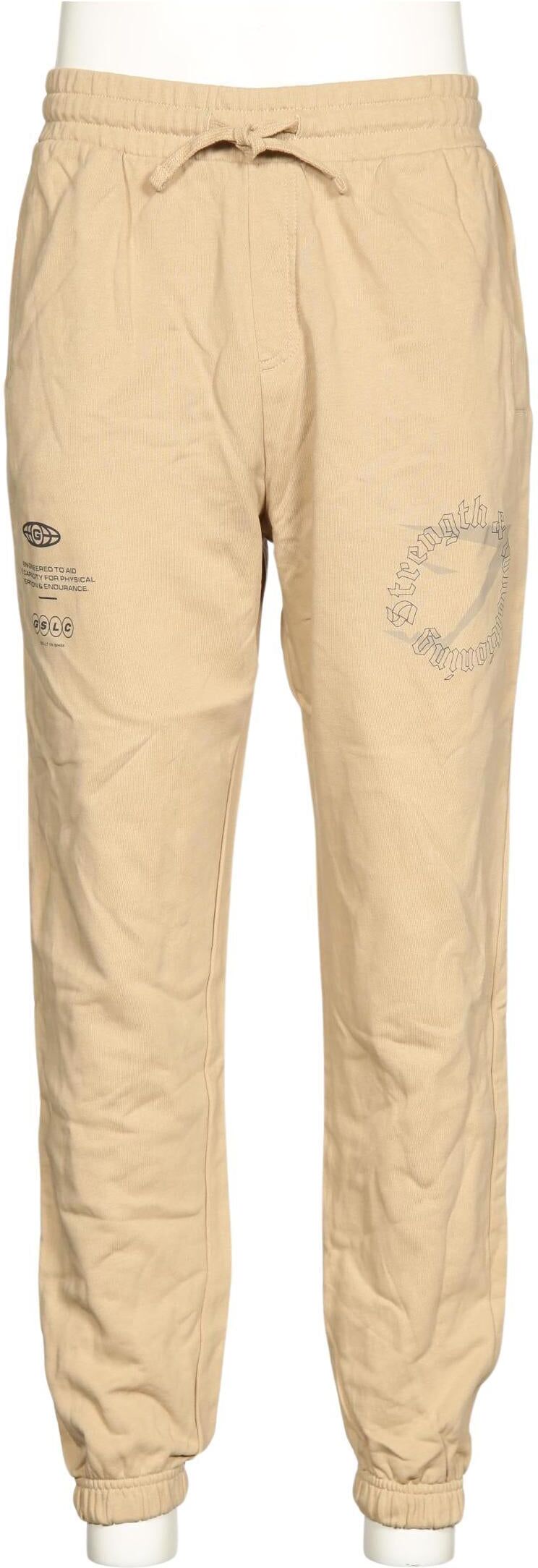 Gymshark Herren Stoffhose, Beige, Gr. S, Baumwolle - Second Hand
