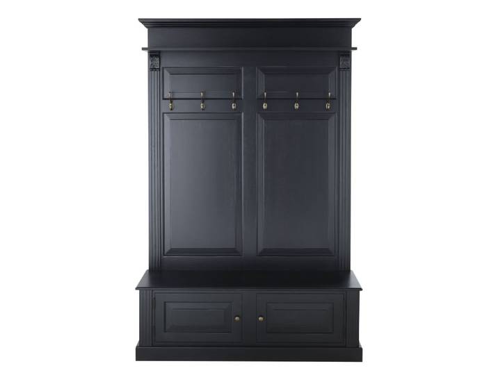 Schwarzer 2-türiger Eingangsschrank, 139 cm