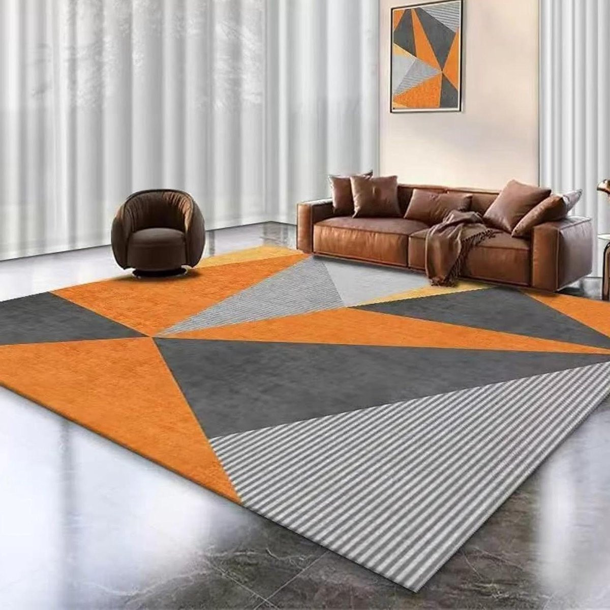 Modern Geometrisch Vloerkleed - Rechthoekig - Wit Grijs Zwart