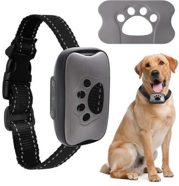 Market Central Dog Bark Control Collar USB Rechargeable Vibration Training Device gray