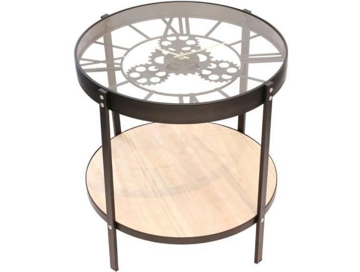 Table D'Appoint - HOME DECO FACTORY - Horloge - Noir - Transparent