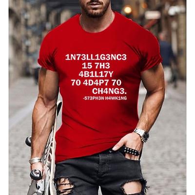 Herren T-Shirt mit Kurzarm und Grafik - Stephen Hawking 'Intelligenz ist die Fähigkeit sich an Veränderungen anzupassen' Zitat