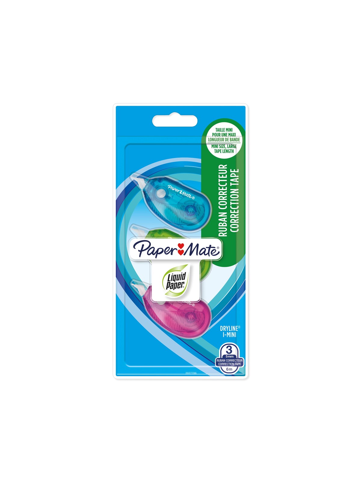 Paper Mate DryLine i-Mini Korrekturband | Gemischte Farben | 3 Stück