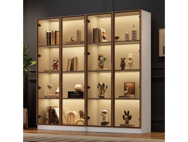 Vitrine Murale - JAERLIUB - 80x40x160cm - Éclairage LED RGB - 2 Portes Battantes - Étagères Réglables