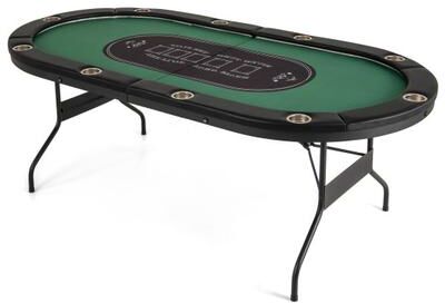 Costway Foldable 10-Player Poker Table with LED Lights and USB Ports Ideal for Texas Casino-Green