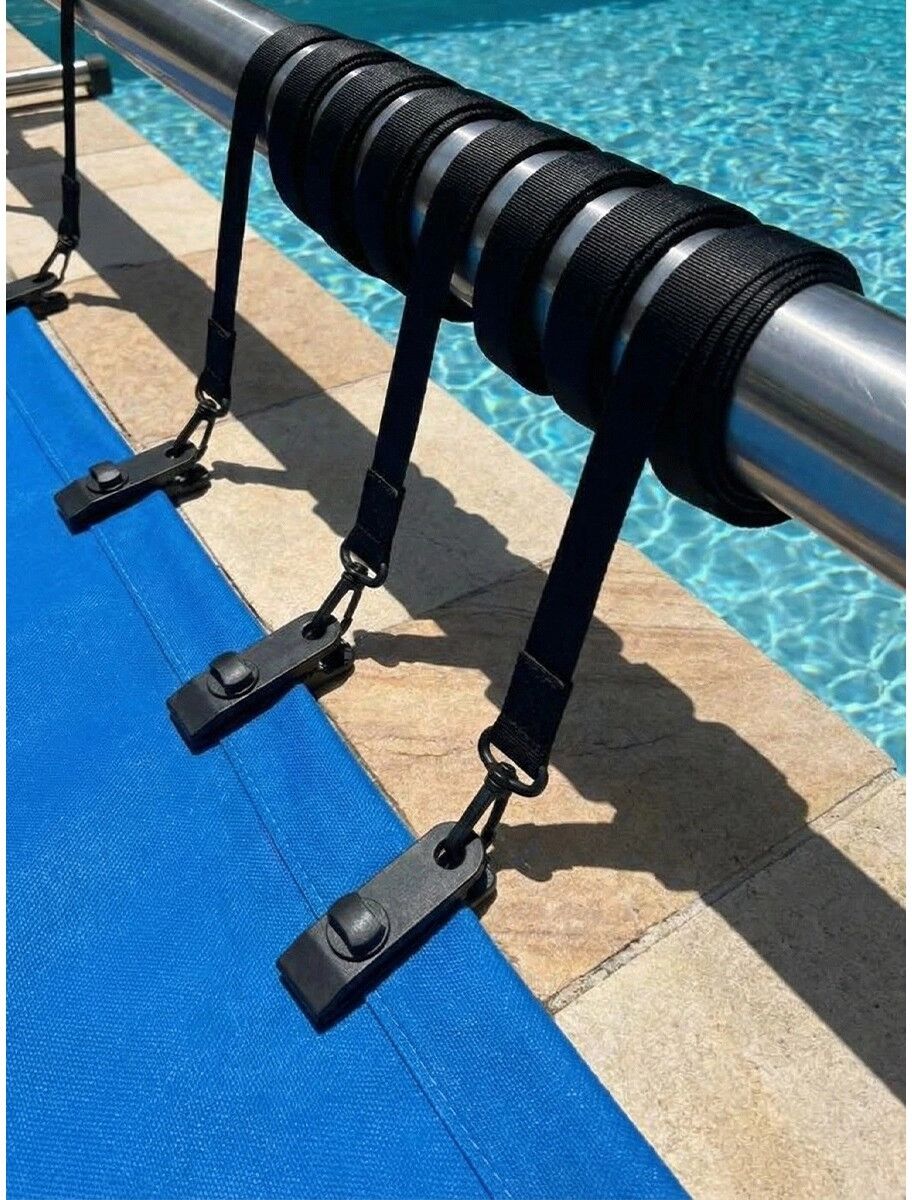 INF Pool-Abwickelriemen Set – 6 Polyesterriemen mit Clips & Klett, 150cm für Solarabdeckungen von Bodenpools,