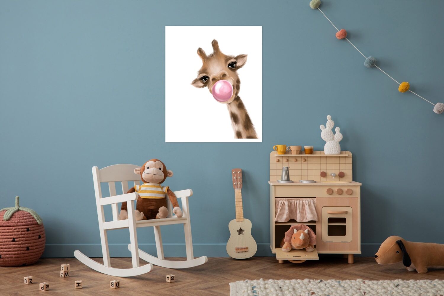 Bild mit Rahmen LÜTTENHÜTT "oder Poster, Giraffe mit Kaugummi in Rosa", bunt (farbe bild(er): bunt), B:40cm H:50cm T:0,2cm, Papier, Bilder, Bild mit Rahmen, HD Premium Druck farbe bild(er): bunt B/H/T: 40cm x 50cm x 0,2cm, Fantasy Giraffe Giraffen Bilder 