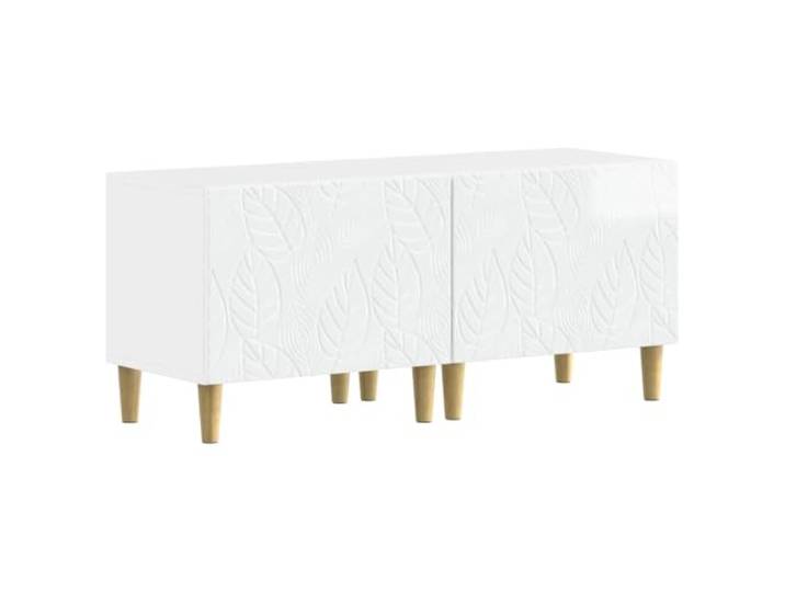GKHPYURE TV-Schrank weiß glänzend aus technischem Holz, schlankes Design Um 90 ° drehbare Türen, großer Raum, feuchtigkeitsbeständig, moderner Stil, 15,9 kg