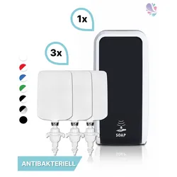 SET: Schaumseifenspender SENSOR, berührungslos Blanc Cosmos versch. Farben+3x 1-Liter Schaumseife antibakteriell - PRODUKTSET