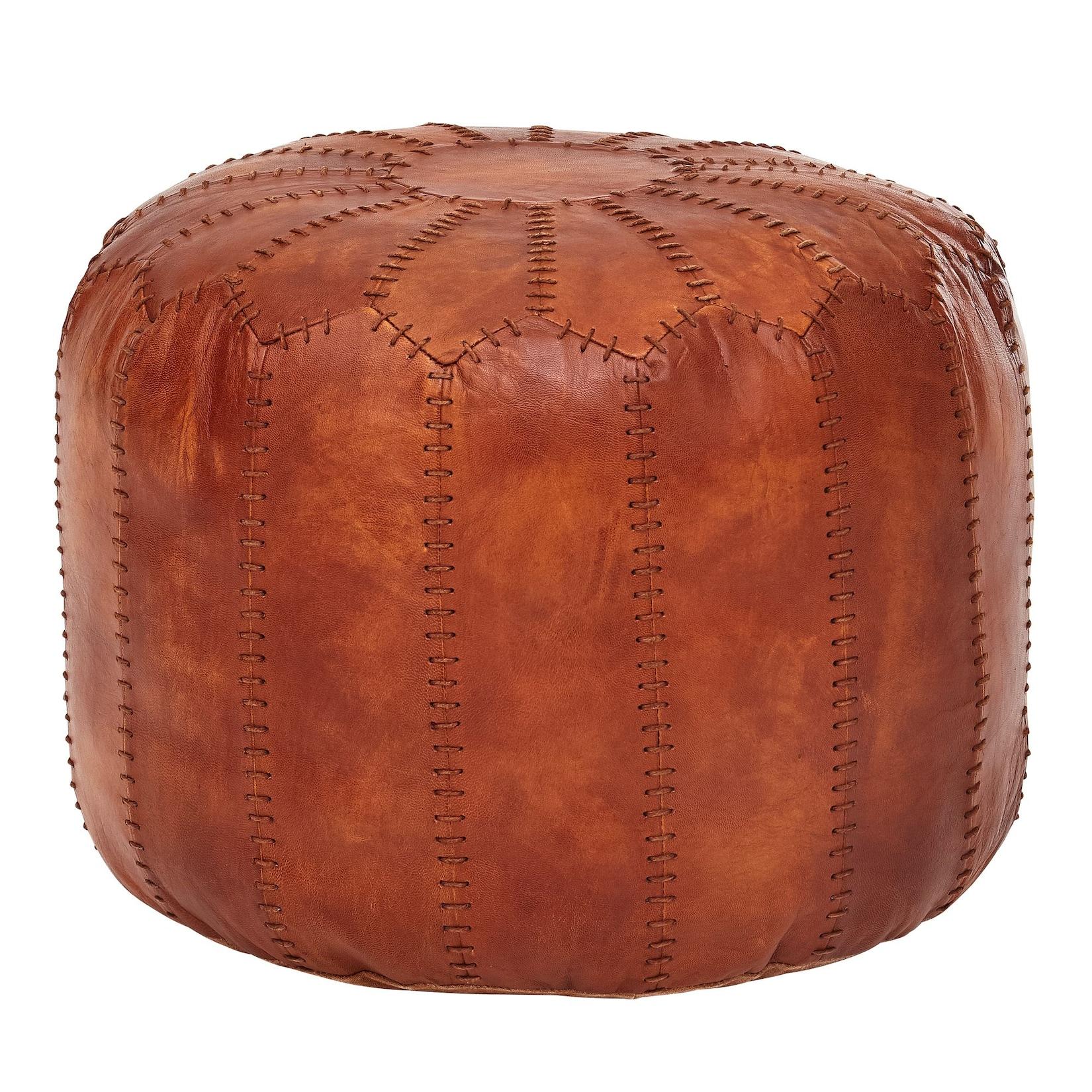 KADIMA DESIGN Orientalischer Echtleder Sitzhocker, Strapazierfähig & Gemütlich, Braun