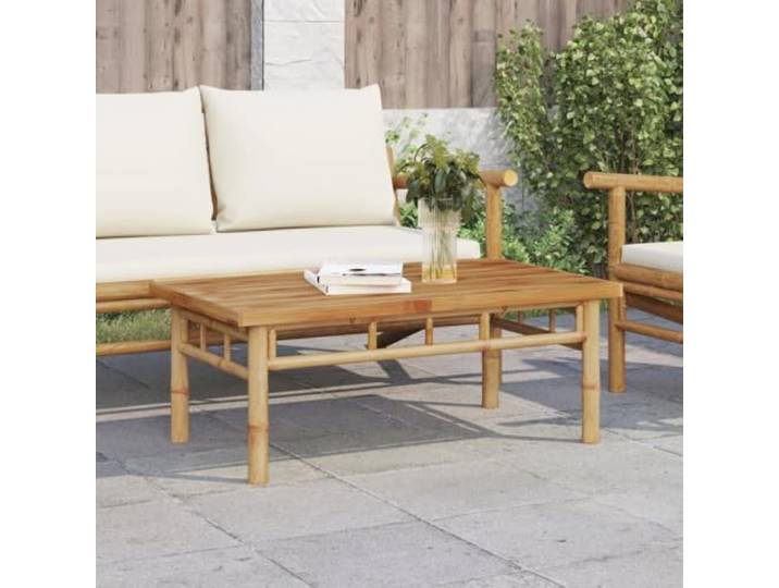 HEFZGDB Bambus Couchtisch 90x50x35 cm mit Latten-Design für Innen und Außen, Langlebiges Gartenmöbel aus Naturmaterial, Stabile Tischplatte für Wohnzimmer Balkon Terrasse