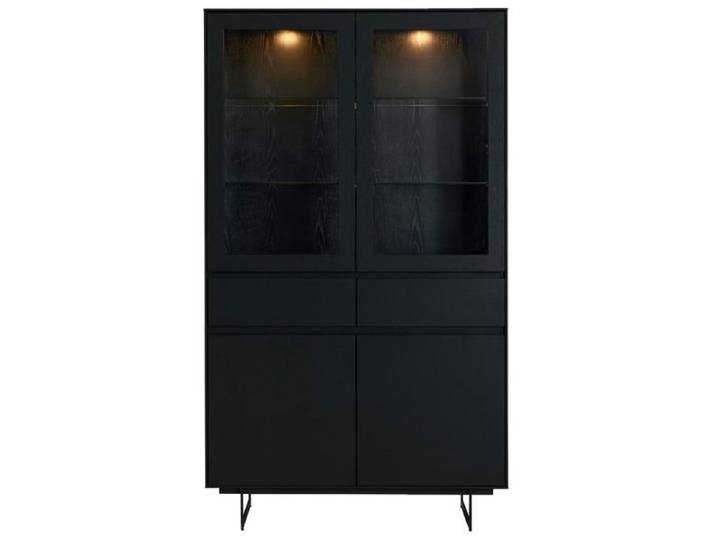 Vitrine Tokyo 110 cm - Eiche Schwarz mit LED-Beleuchtung
