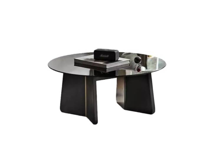 ksjdieunf Couchtisch Couchtisch aus massivem Holz, moderner, minimalistischer runder Teetisch Glas, for kleine Wohnung, Wohnzimmer, Zuhause, Schwarz Tische for Wohnzimmer