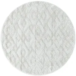 Carpetsale24 Teppich Rund 200 cm Creme, Hochflor Wohnzimmer Teppich, Weich & Flauschig, Skandinavisch Boho Stil, Langflor Shaggy, Skandi Design