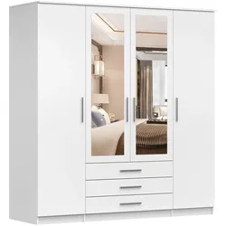 DREHTÜRENSCHRANK 200/207/57/61 cm Szantal 4D Weiß/Weiß