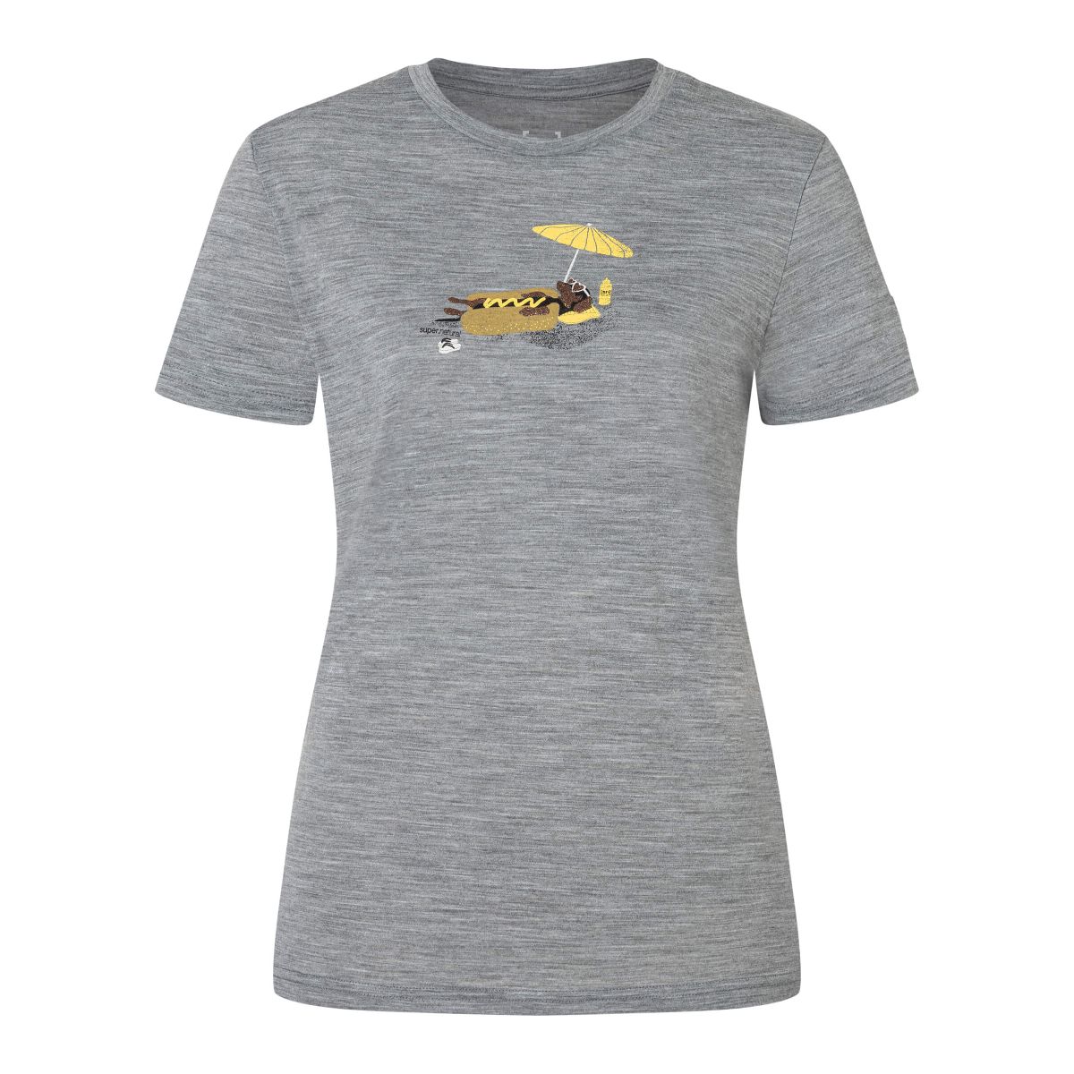 Super.Natural W HOT Dog Tee cashmere grey melange/various (35G) S SNWP0324435GS