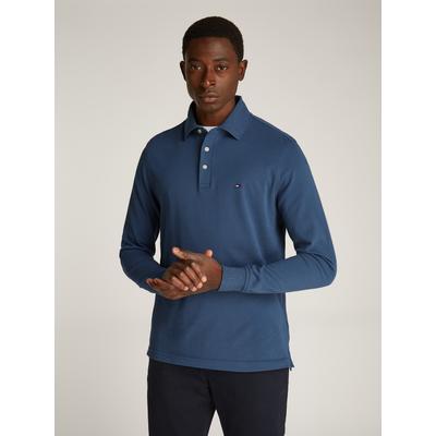 Langarm-Poloshirt TOMMY HILFIGER "1985 SLIM LS POLO", Herren, Gr. XL, blau (aegean sea), Obermaterial: 96% Baumwolle, 4% Elasthan, Shirts