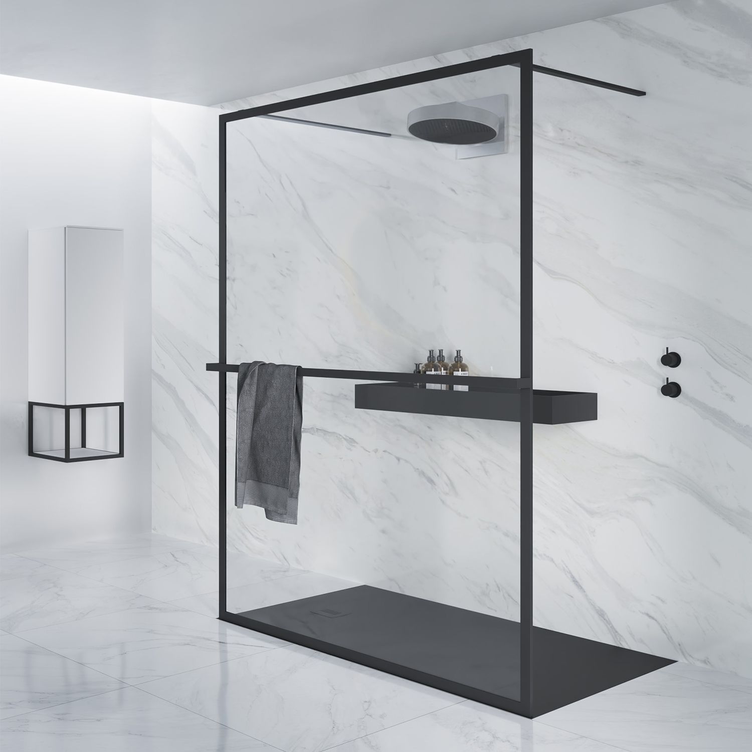 Riho Lucid Walk-In Shower Wall GD401 100 cm with 2 stabilizing bars, G005030121