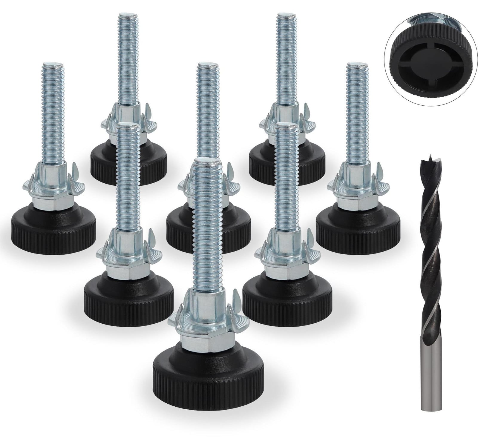 Selius Set van 8 Verstelbare Nivelleringsvoeten M8 x 50 mm Antislip Meubelpoten