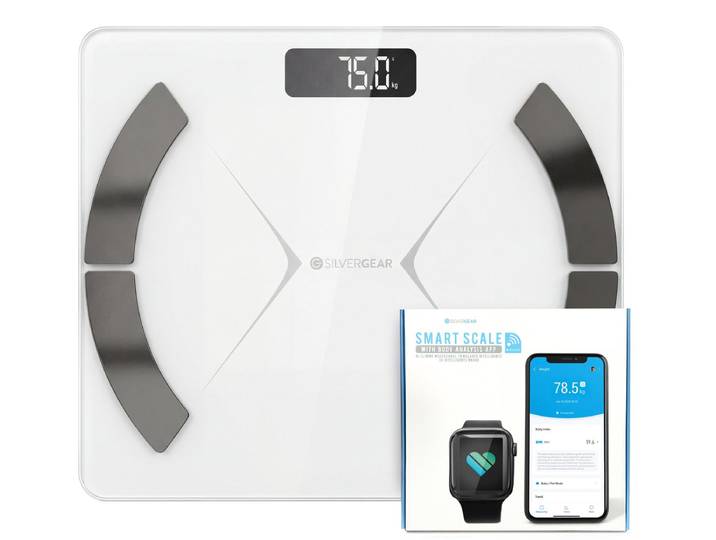 Weegschaal Personenweegschaal Digitaal - Slimme Weegschaal met 14 x Lichaamsanalyse incl. App - Max. 180kg - Wit - Silvergear