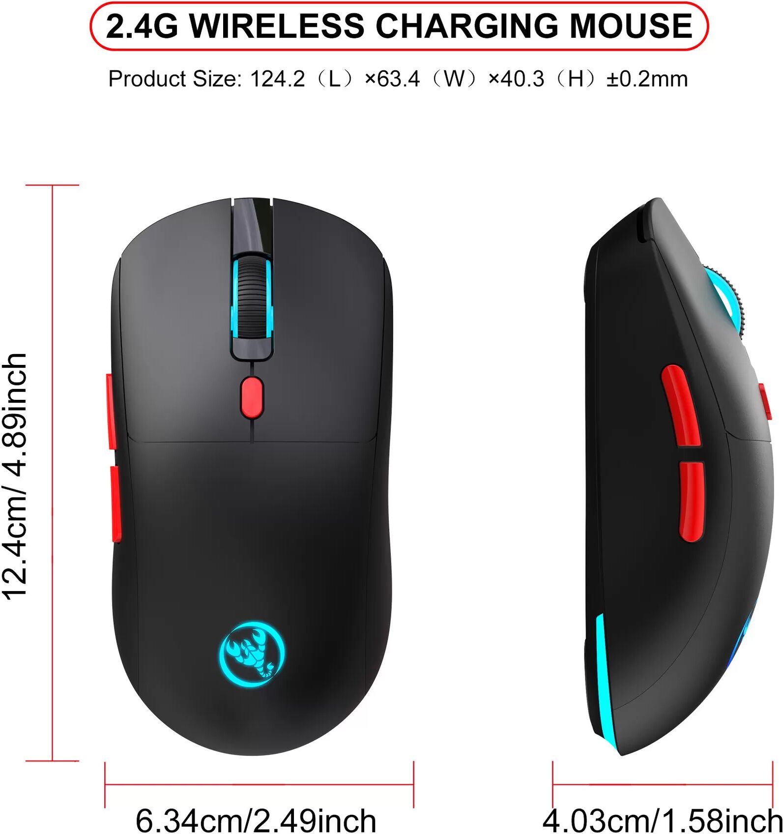 INF Kabellose Maus - Wiederaufladbar 2,4 G Schwarz