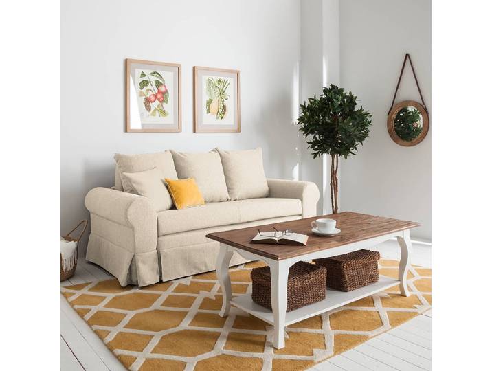 Schlafsofa Larmond Beige/Kaschmir Webstoff Polia 205cm Landhaus