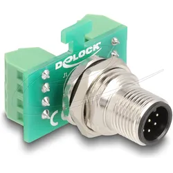 Delock M12 Übergabemodul Adapter 8 Pin A-kodiert Stecker zu, Netzwerk Adapter, Grün