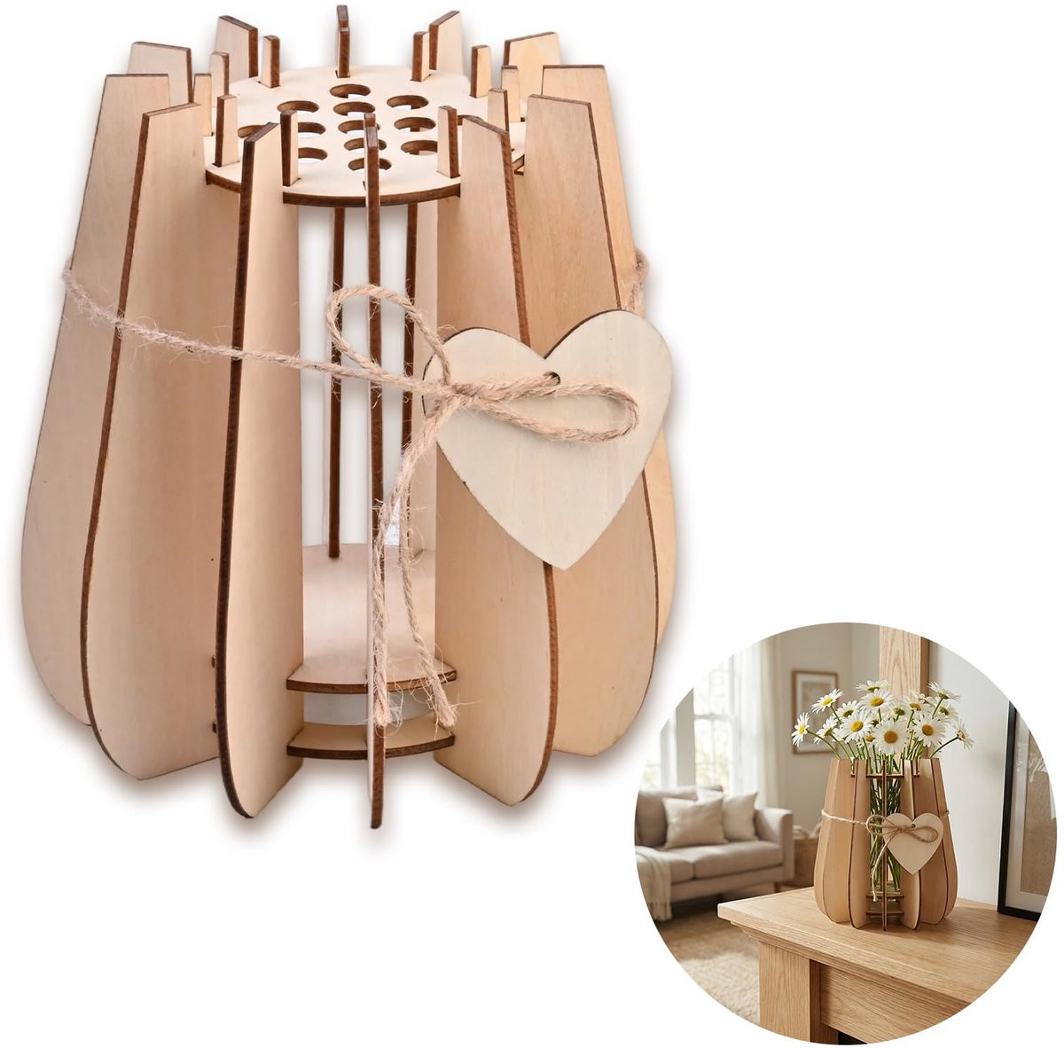 3D-houten puzzel vaas voor bloemen en botanicals Lotus (B)