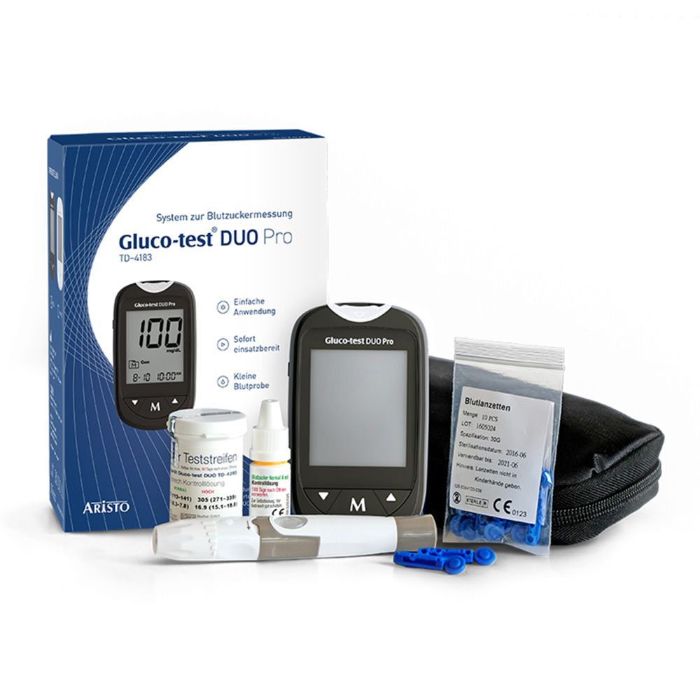 Gluco Test DUO Pro Set Blutzuckermessgerät mg/dl 1 St Gerät