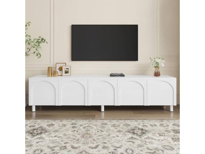 QLTXYHML TV-Schrank mit 5 Türen, Metallfüßen, Türen aus Holz, modernes Design