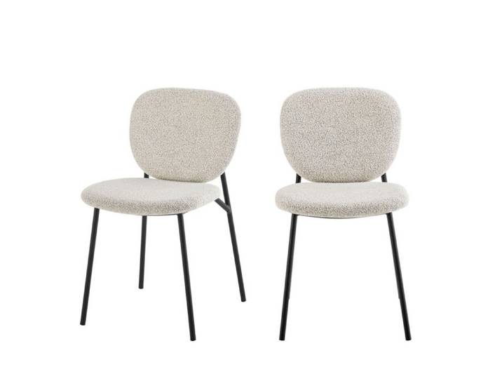 Dalby - Lot de 2 chaises en tissu et métal - Écru chiné