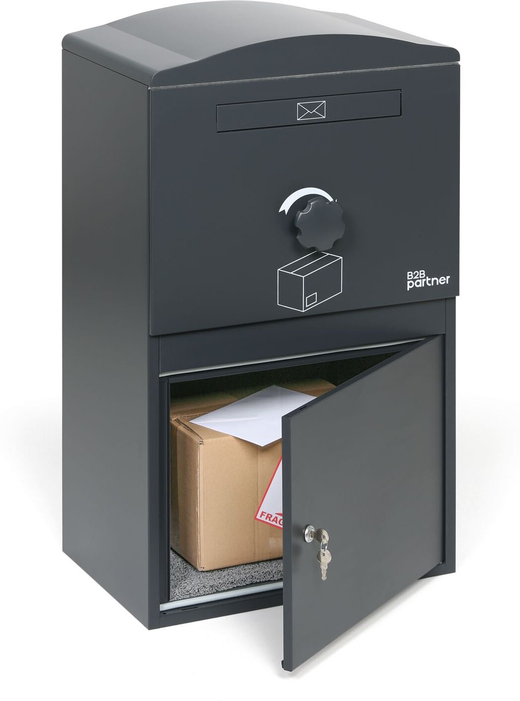 B2B Partner Briefkasten für Briefe und Pakete, grau, 850 x 501 x 343 mm
