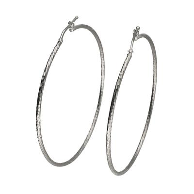 Paar Creolen FIRETTI "Schmuck Geschenk Silber 925 Ohrschmuck diamantiert" Gr. 50, silber (silberfarben), Ohrringe, Damen, 50, Silber 925 (Sterlingsilber)