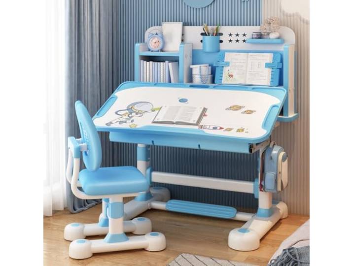 Gryphvex Kinderschreibtisch Stuhl Höhenverstellbar, Kindertisch Stuhl Set mit neigbarer Tischplatte,Schreibtisch Kinder Mädchen & Jungs, Jugendschreibtisch mit Schublade