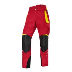 Forst- und Schnittschutzhose "FOREST" - M (78 kurz) - rot/warngelb